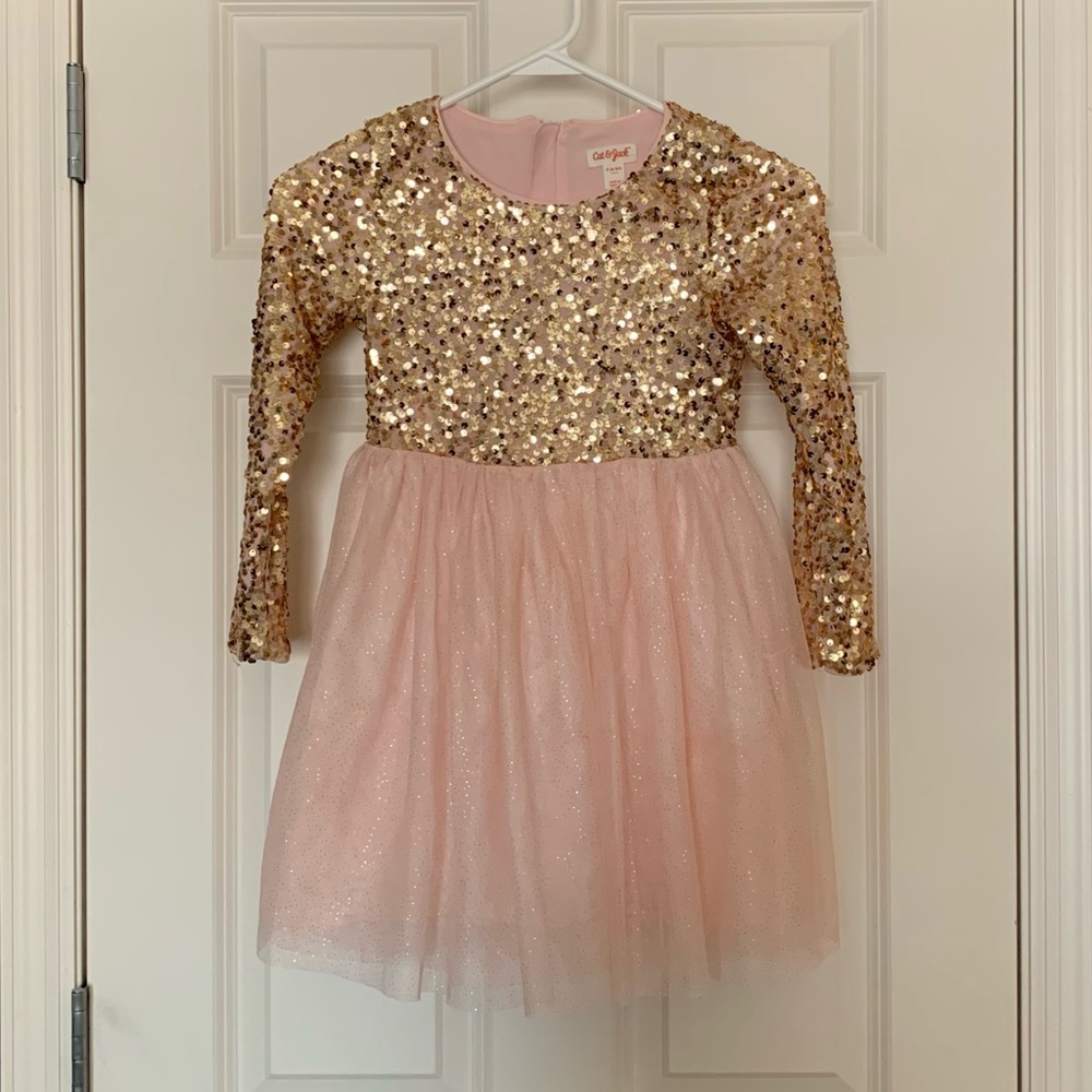 Cat & Jack Gold and Pink Party Dress